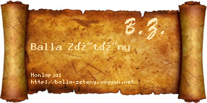 Balla Zétény névjegykártya